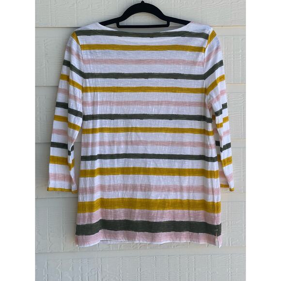 LOFT Outlet 3/4 length sleeve striped tee Medium M 100% Cotton - Picture 2 of 7